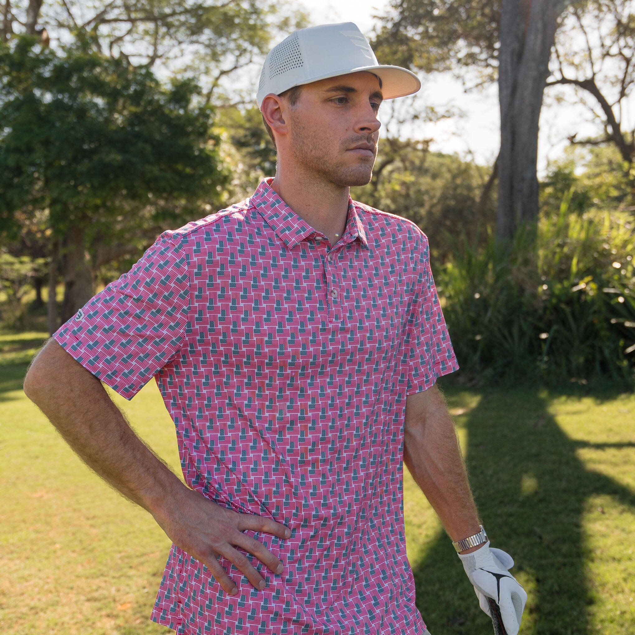 Performance Polo - American Flag Print