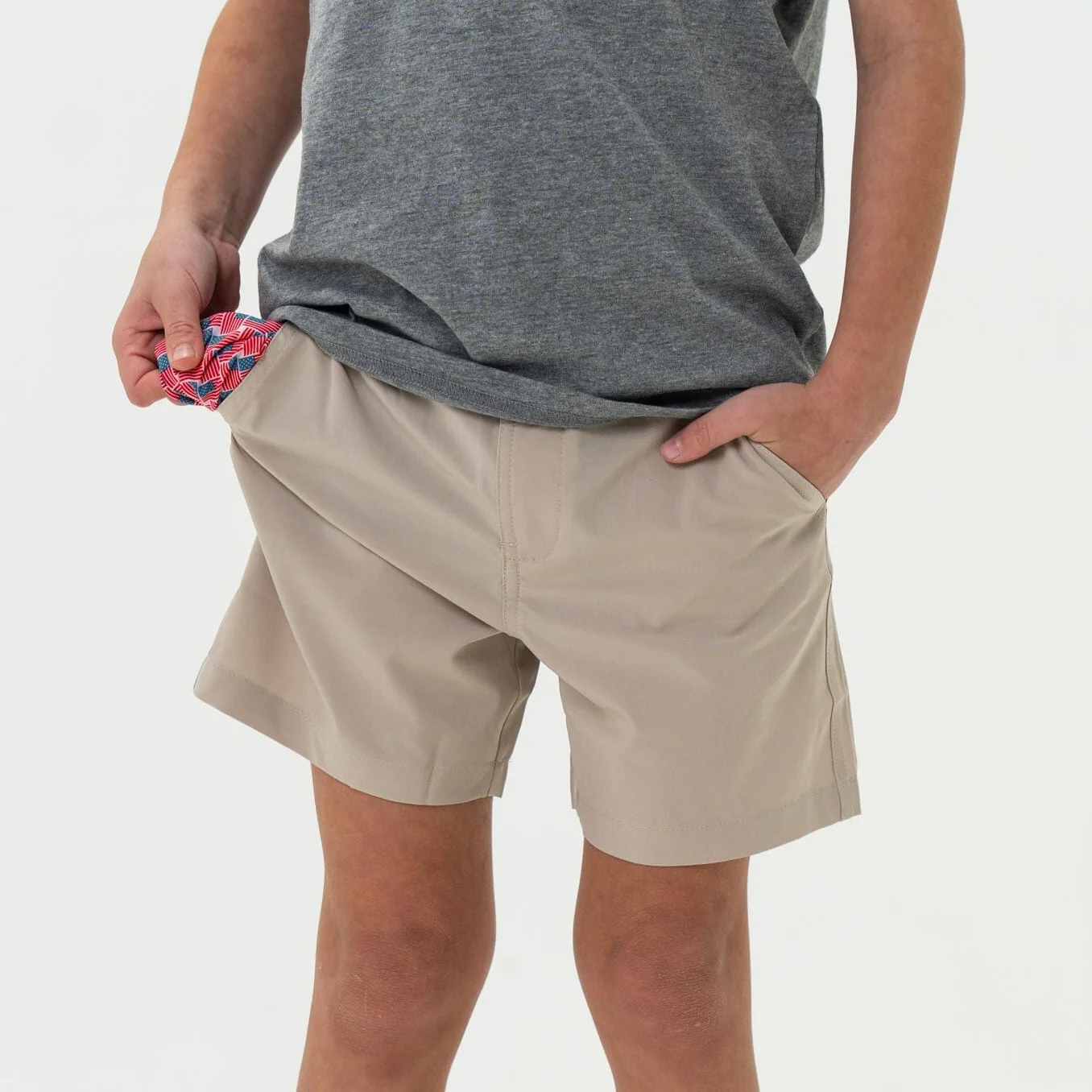 Youth Everyday Short - Light Khaki - American Flag Pocket