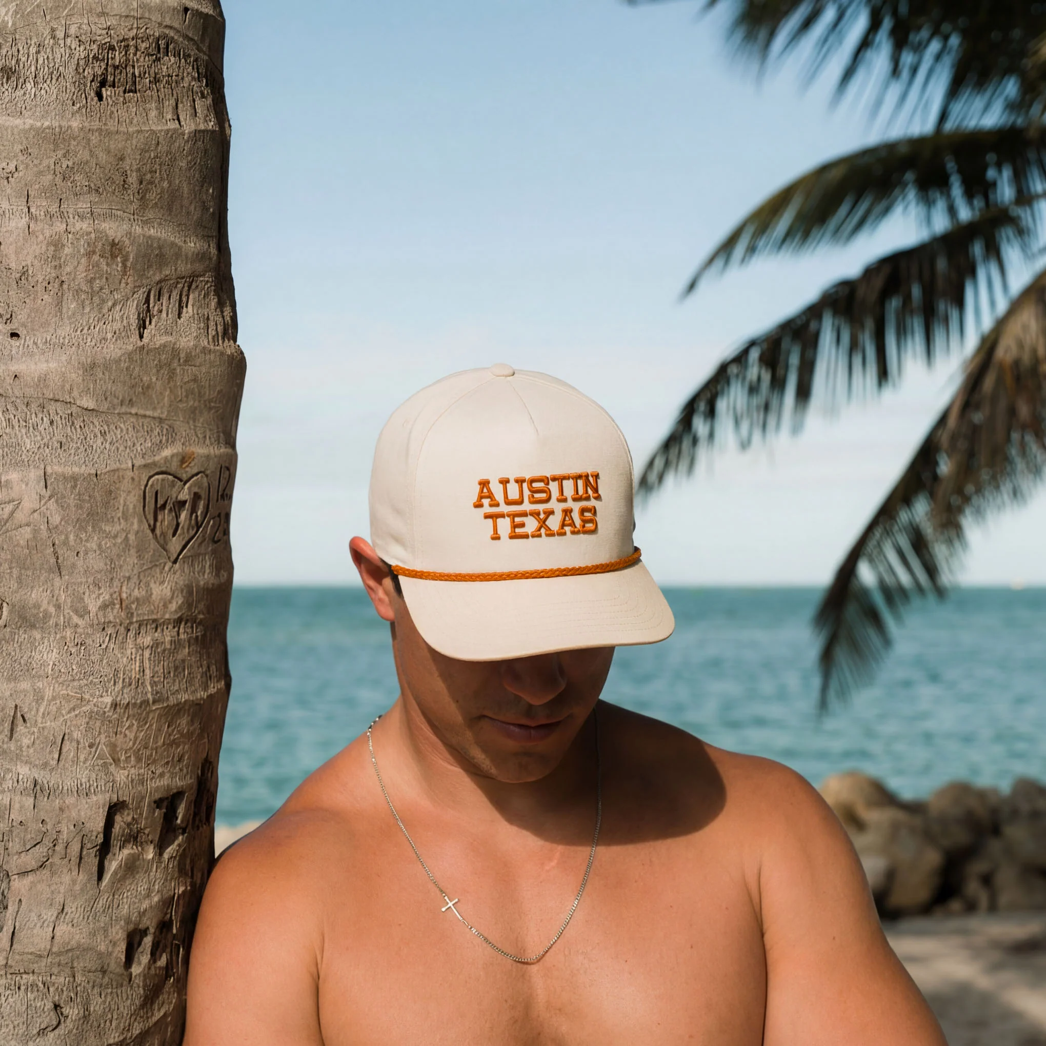 Cap - Austin Texas - Cream & Orange