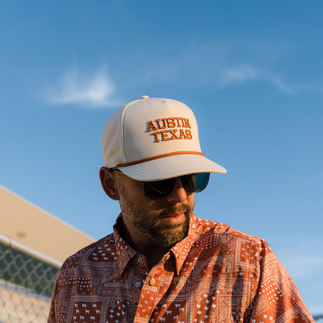 Cap - Austin Texas - Cream & Orange