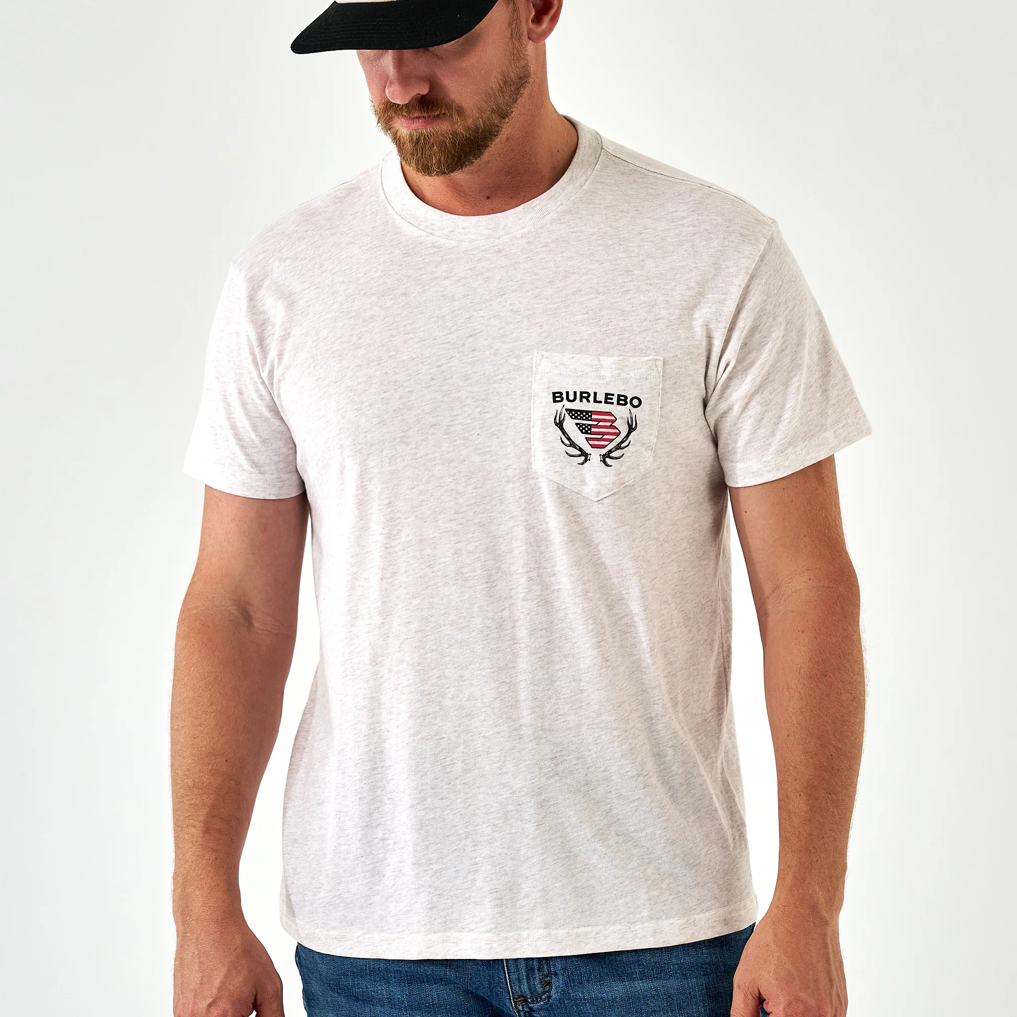 Short Sleeve Tee - Elk Horn Logo - Heather Oat