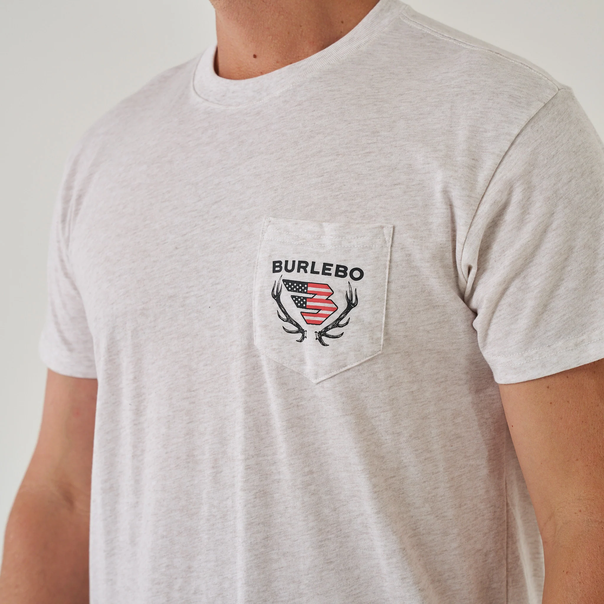 Short Sleeve Tee - Elk Horn Logo - Heather Oat