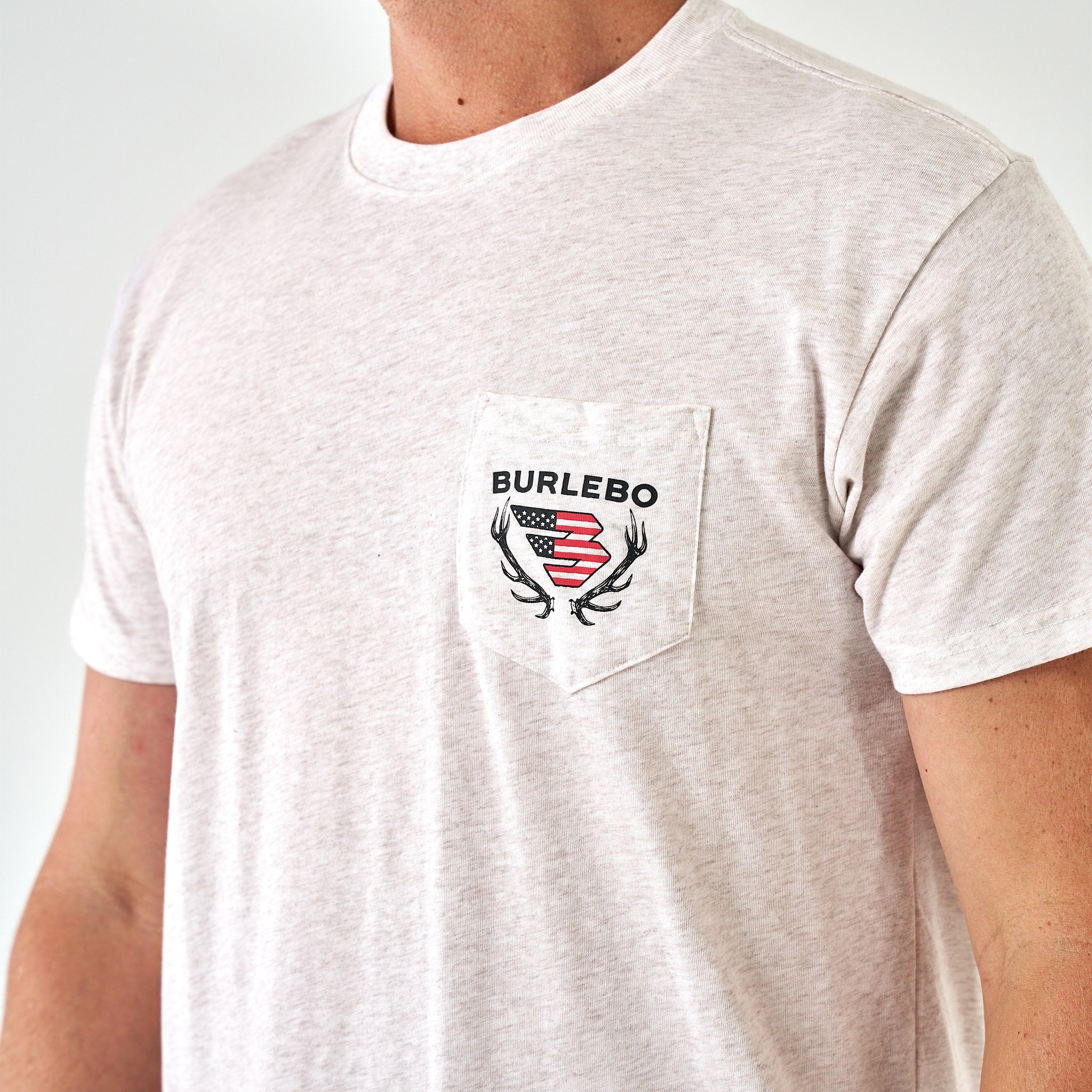 Short Sleeve Tee - Elk Horn Logo - Heather Oat