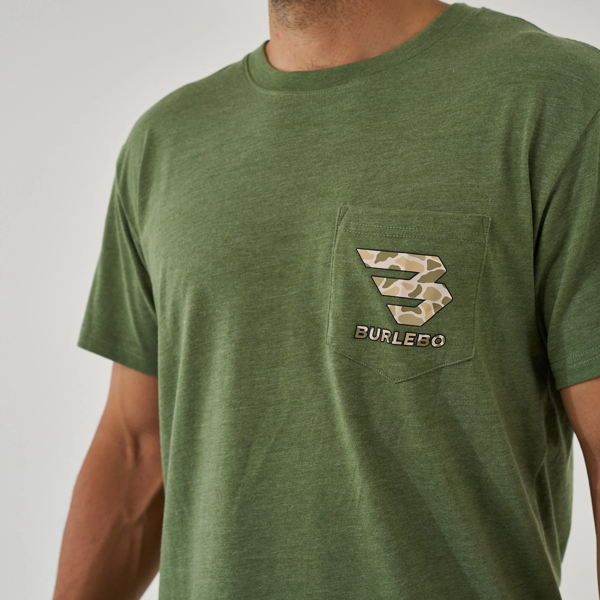 Short Sleeve Tee - Mallard Camo Dog - Heather Olive