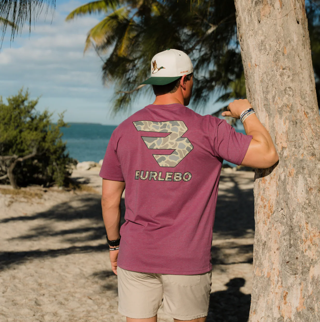 Short Sleeve Tee - Flying B Classic Deer Camo - Heather Wine