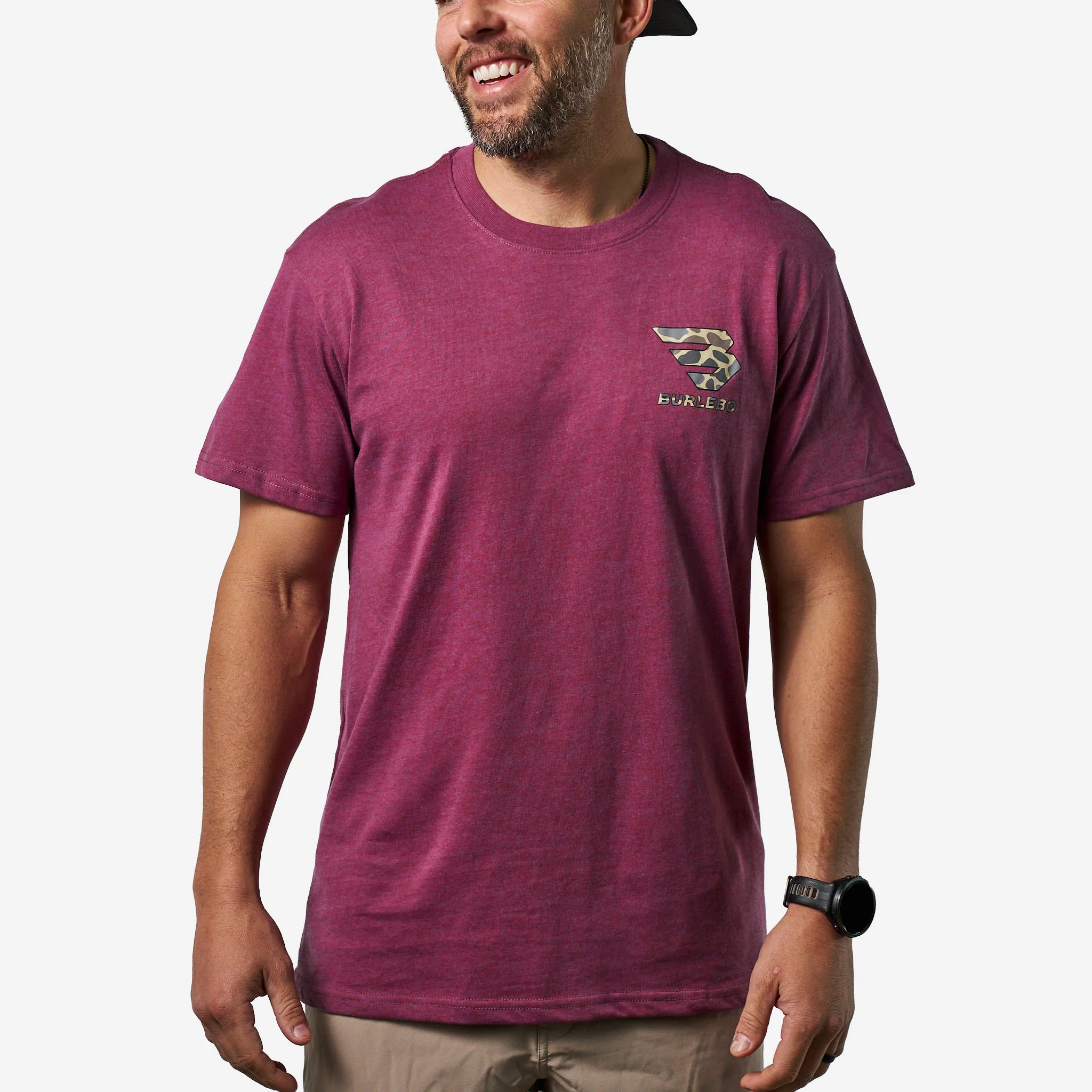 Short Sleeve Tee - Flying B Classic Deer Camo - Heather Wine