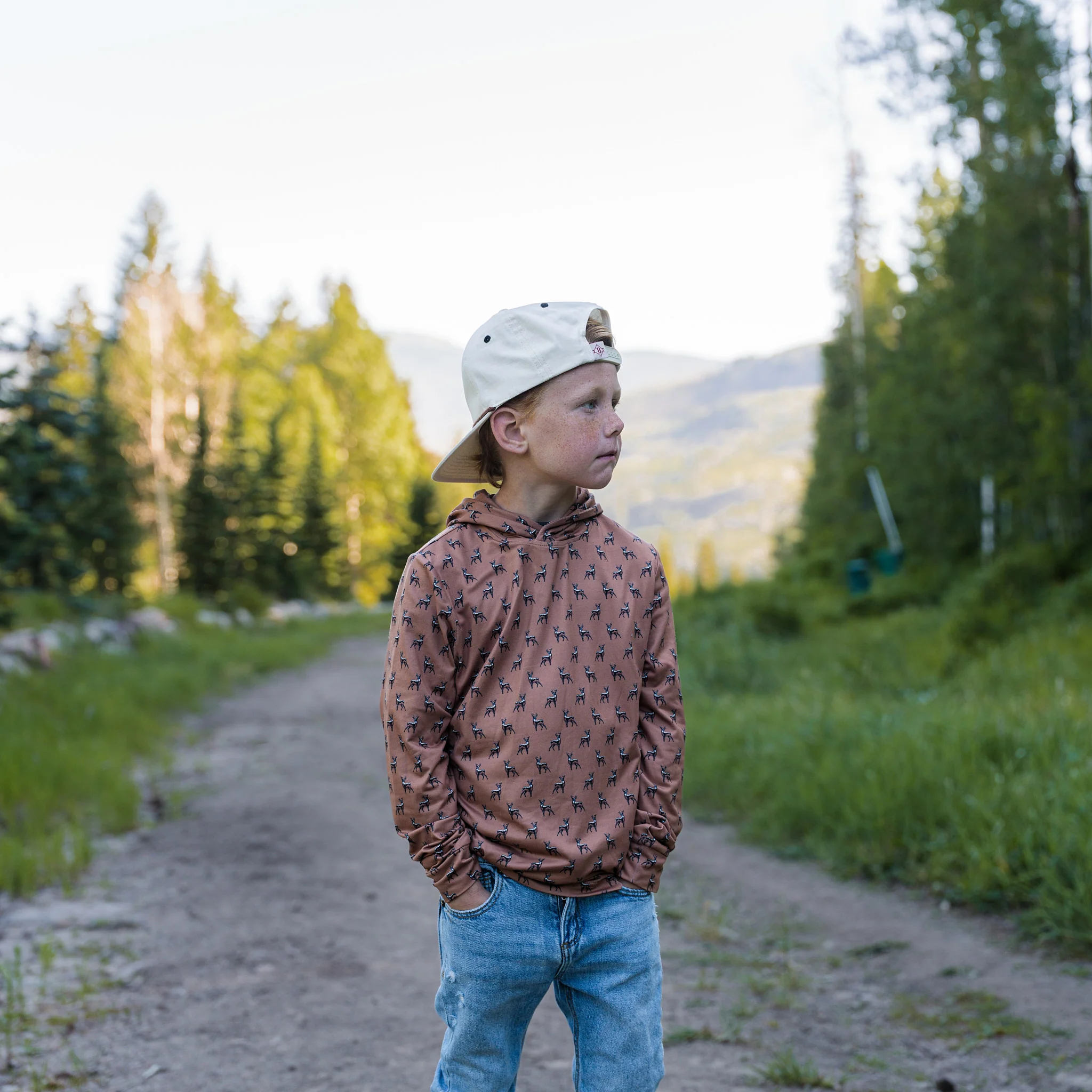 Youth Performance Hoodie - Whitetail Deer - Brown