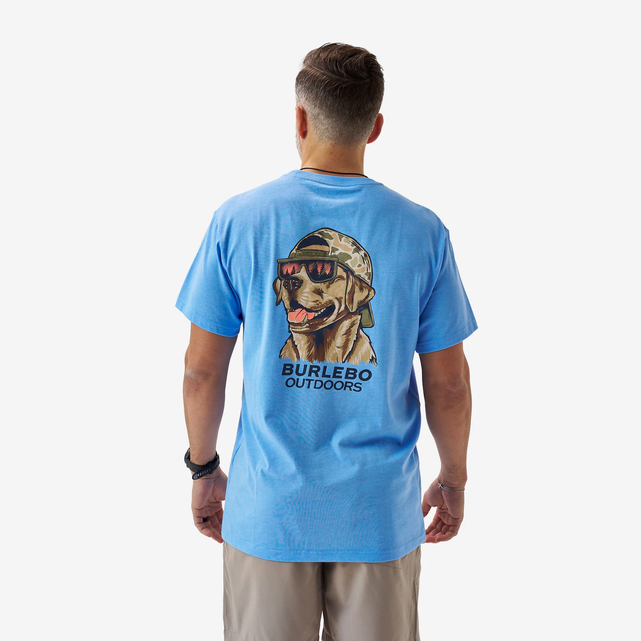 Short Sleeve Tee - Mallard Camo Dog - Periwinkle Blue