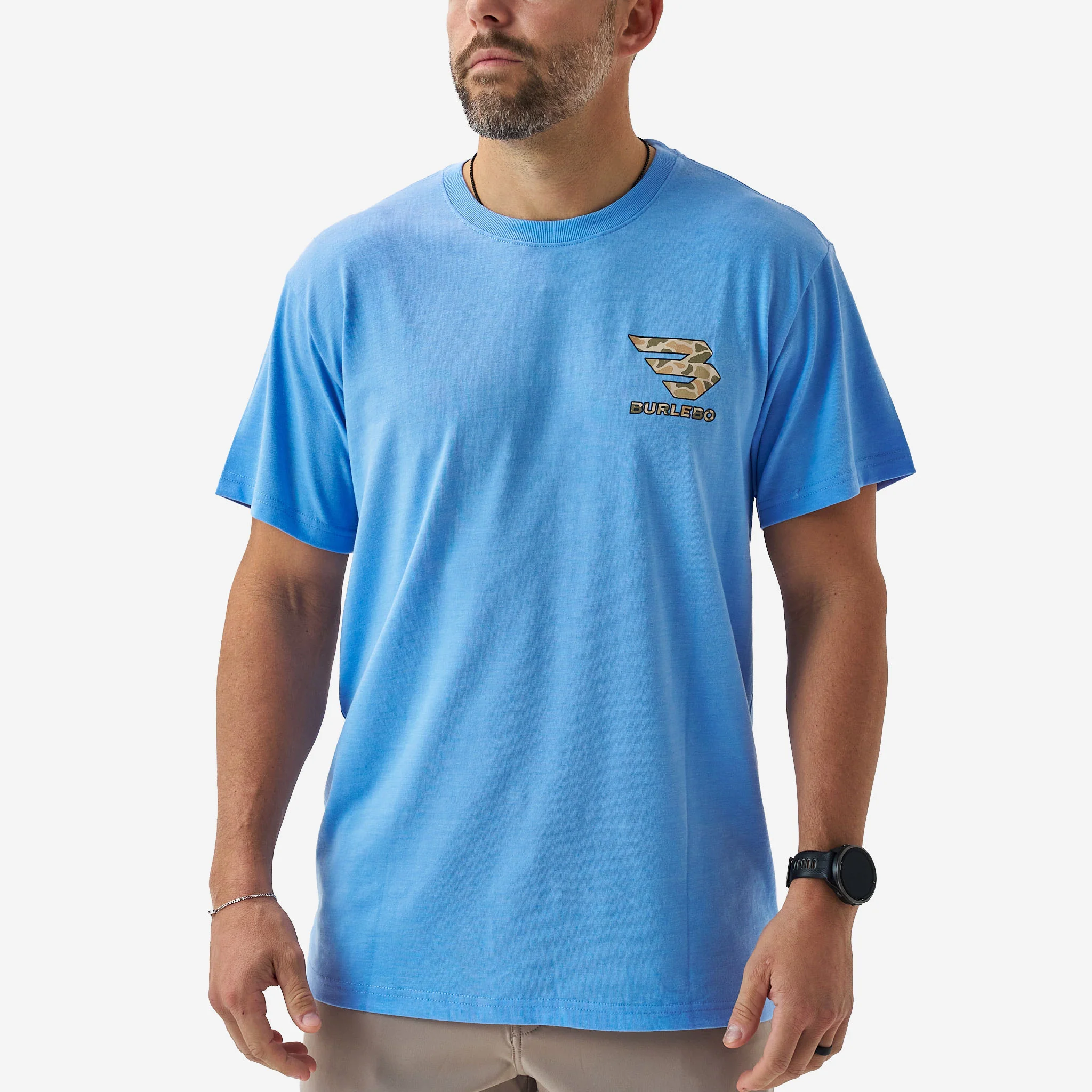 Short Sleeve Tee - Mallard Camo Dog - Periwinkle Blue