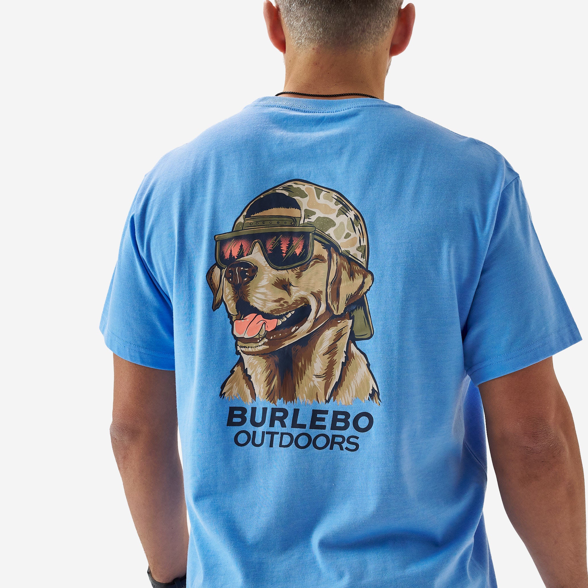 Short Sleeve Tee - Mallard Camo Dog - Periwinkle Blue