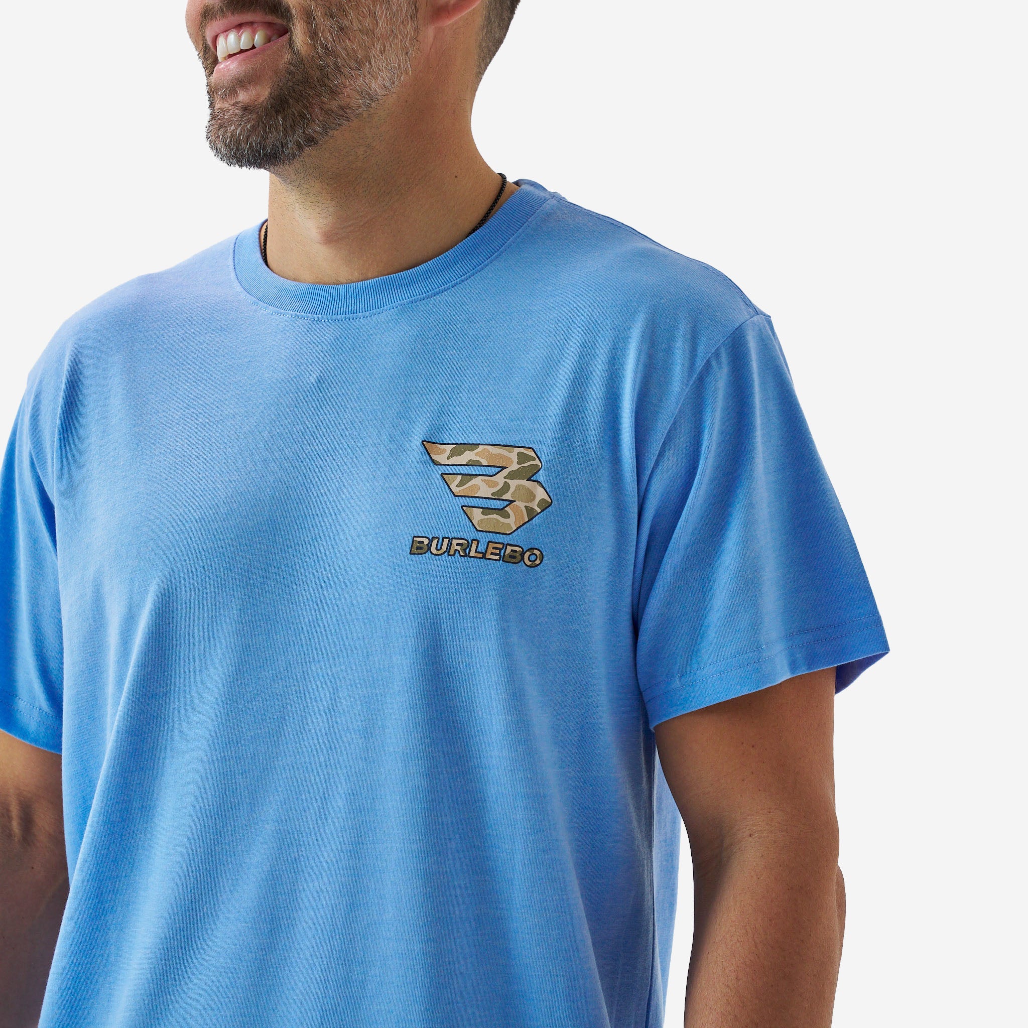 Short Sleeve Tee - Mallard Camo Dog - Periwinkle Blue