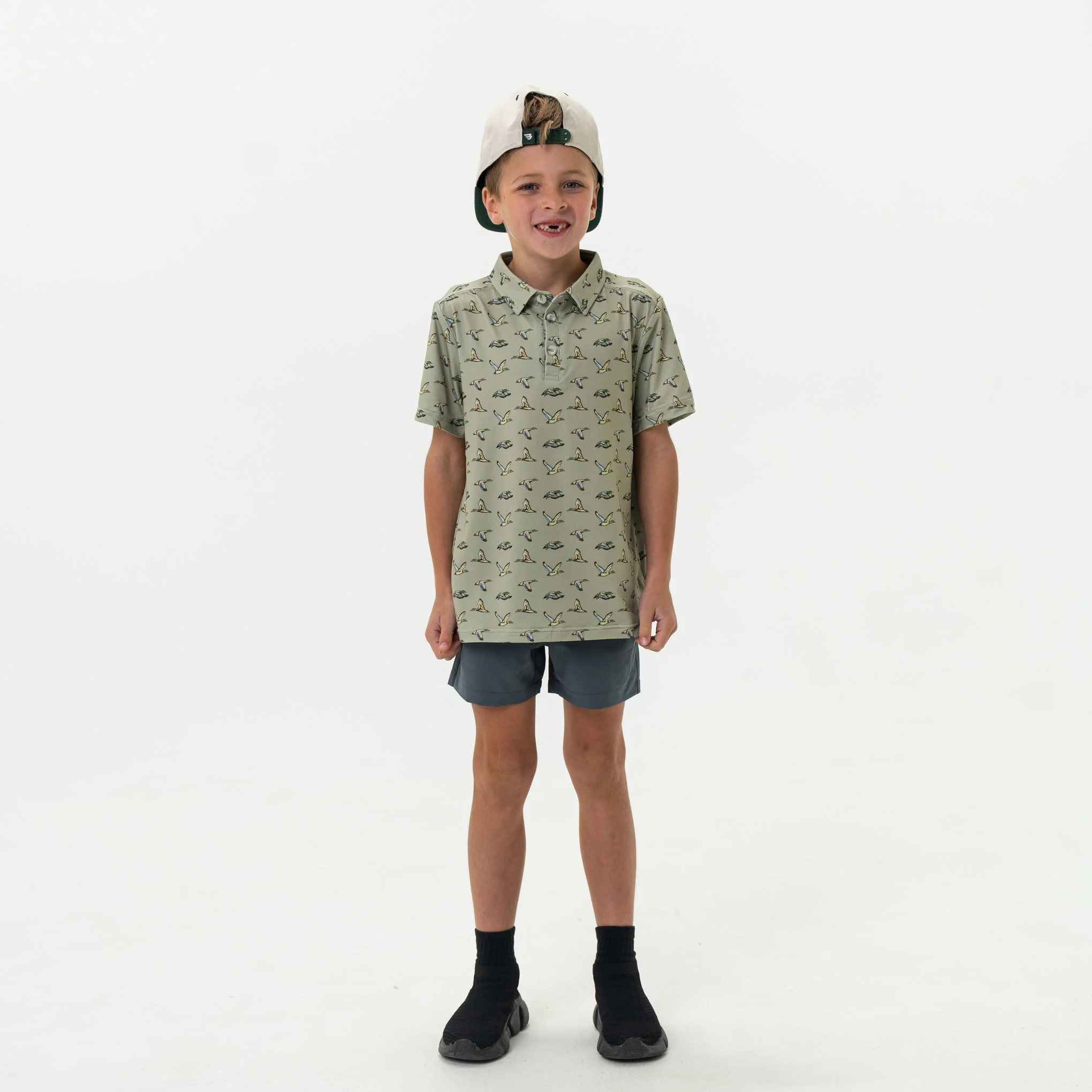 Youth Performance Polo - Flying Ducks Green