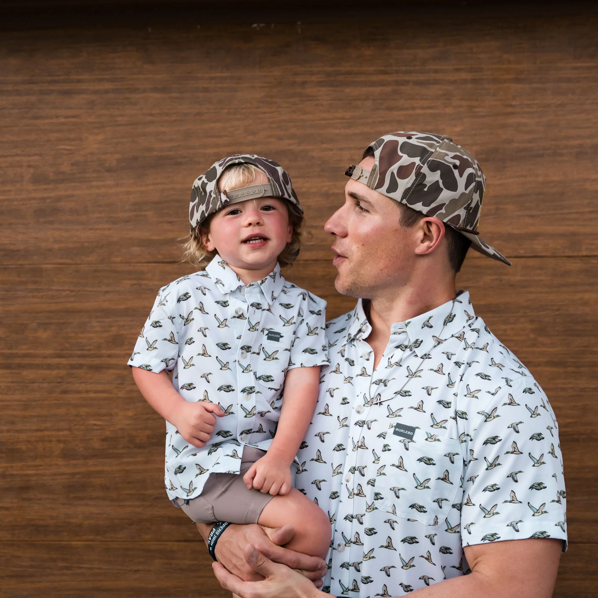 Youth Performance Button Up - Flying Mallard Ducks White