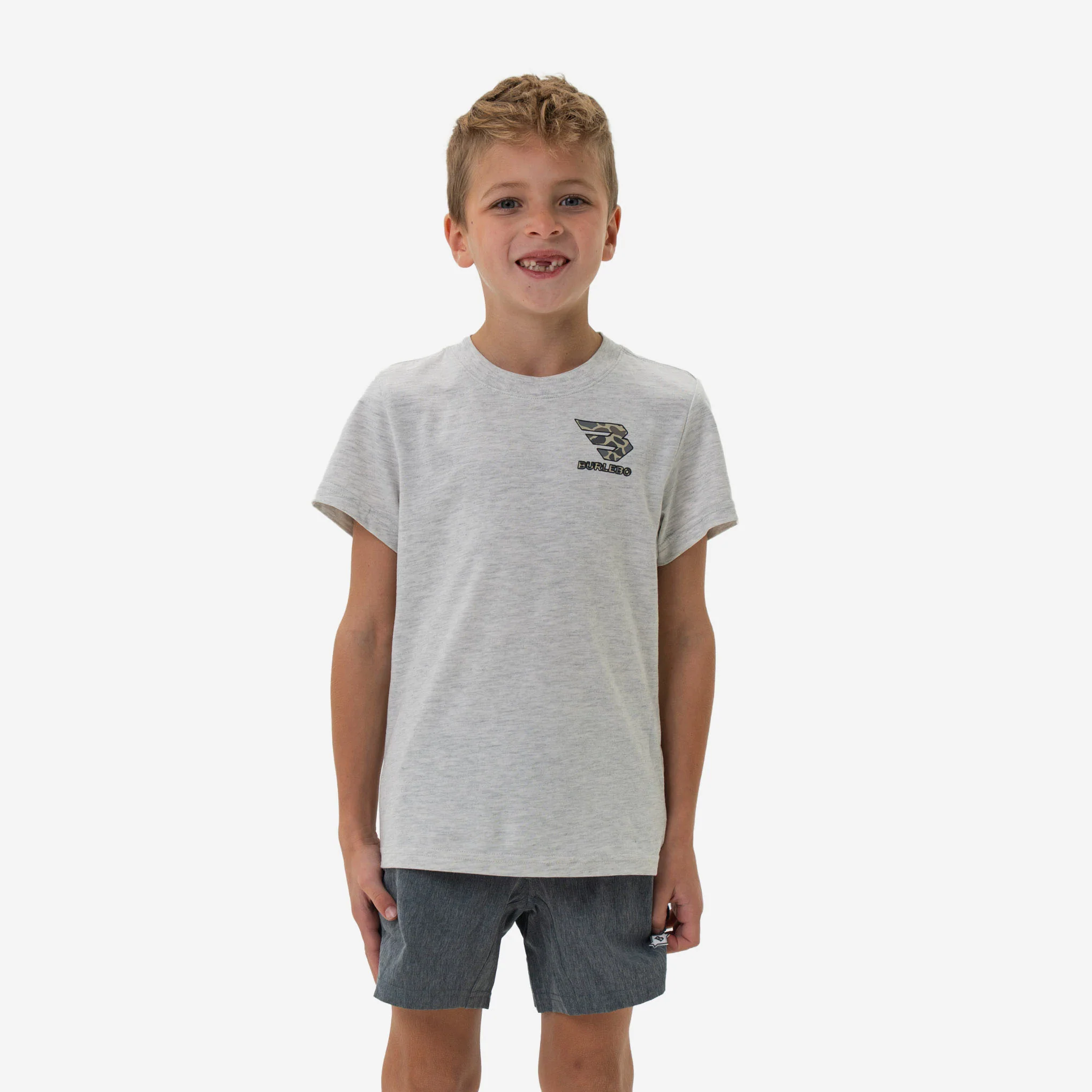 Youth Short Sleeve Tee - Flying B Logo - Heather Ash Grey