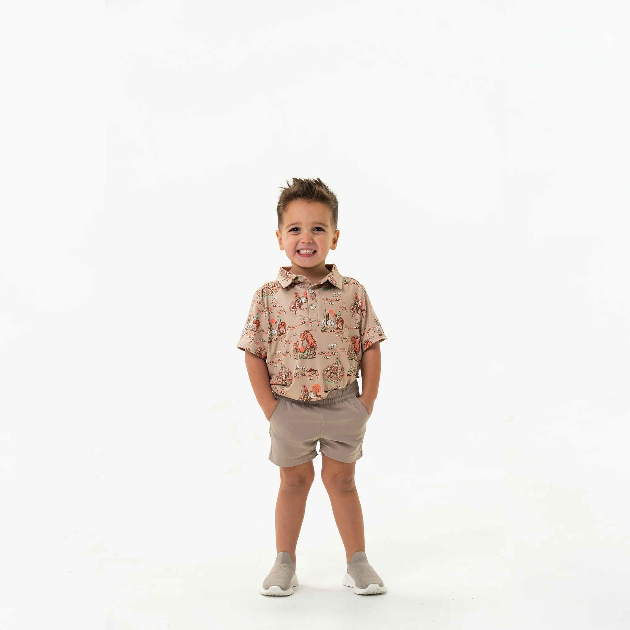 Youth Performance Polo - Cowboy Up Khaki