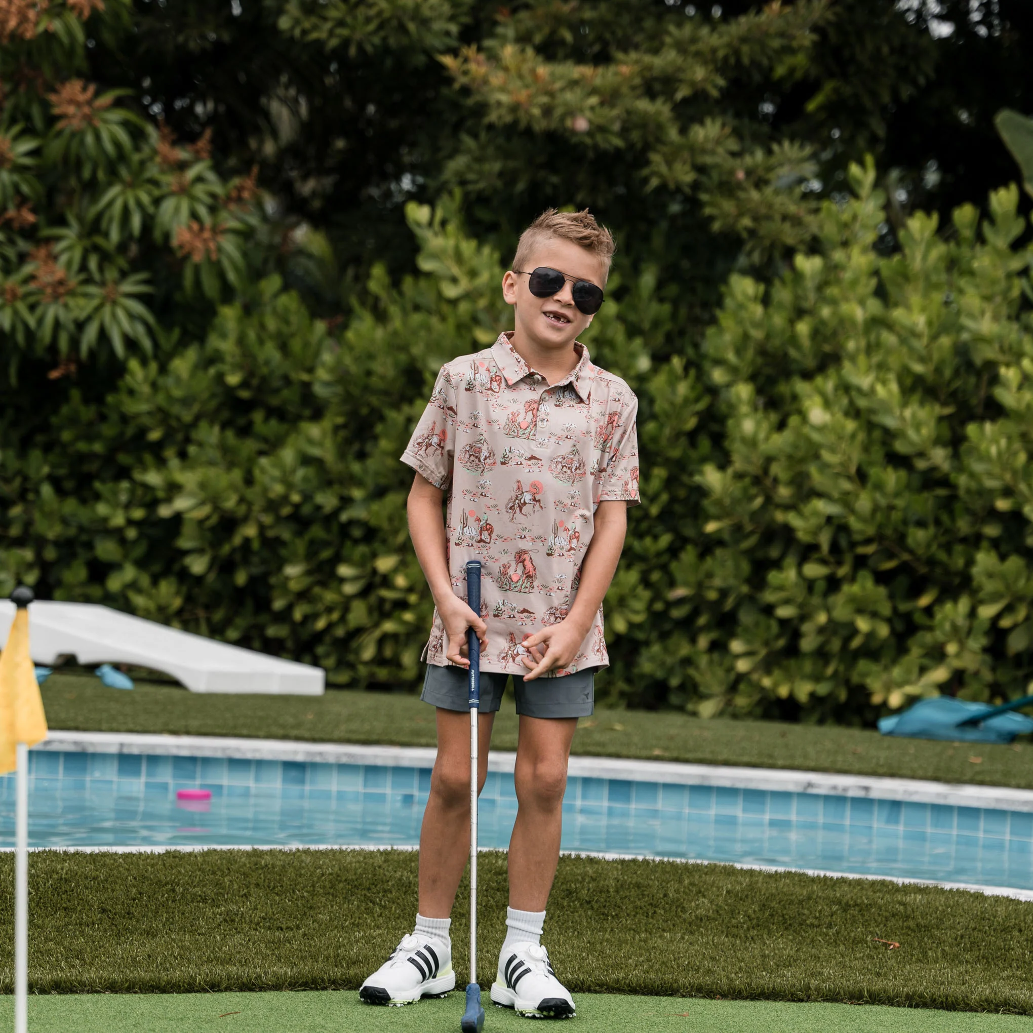 Youth Performance Polo - Cowboy Up Khaki