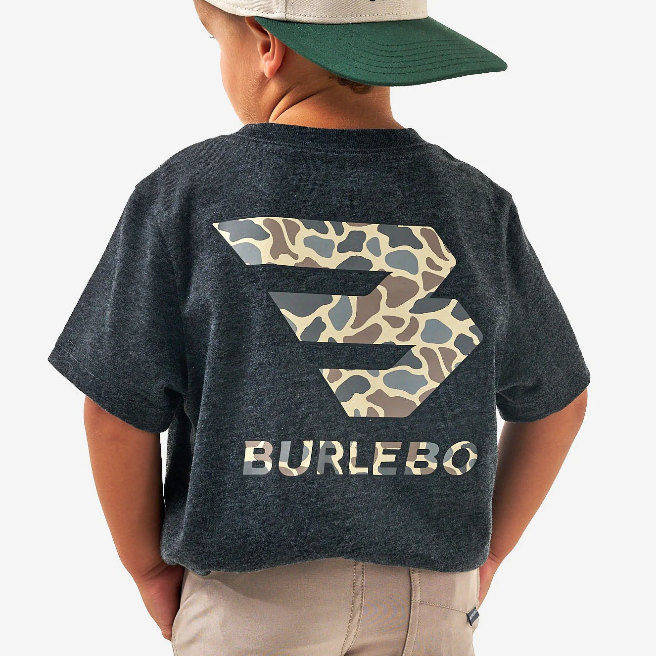 5095-youth-short-sleeve-tee-flying-b-deer-camo-logo-heather-black-1.webp Youth Short Sleeve Tee - Flying B Deer Camo Logo - Heather Black