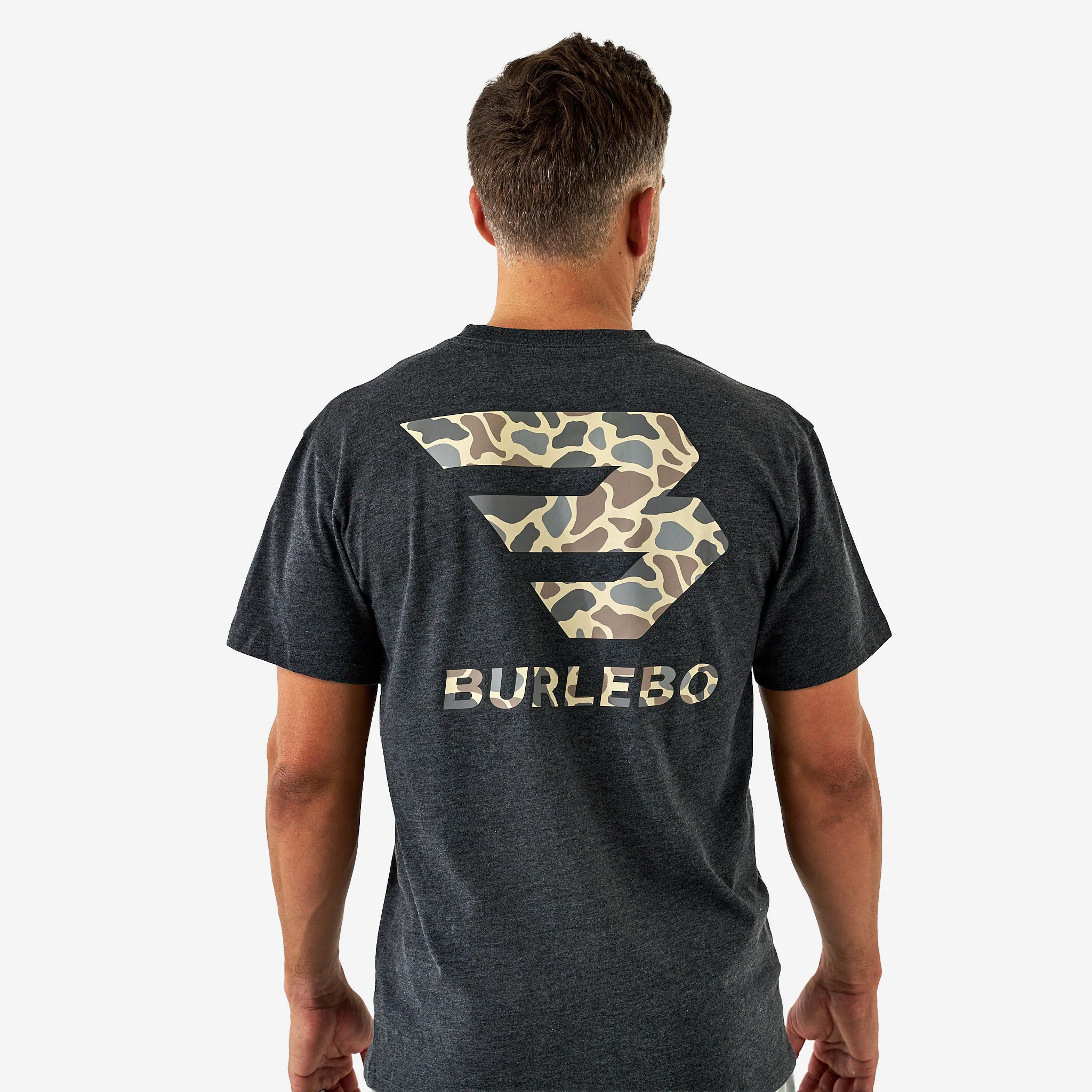 Short Sleeve Tee - Flying B Classic Deer Camo - Heather Black