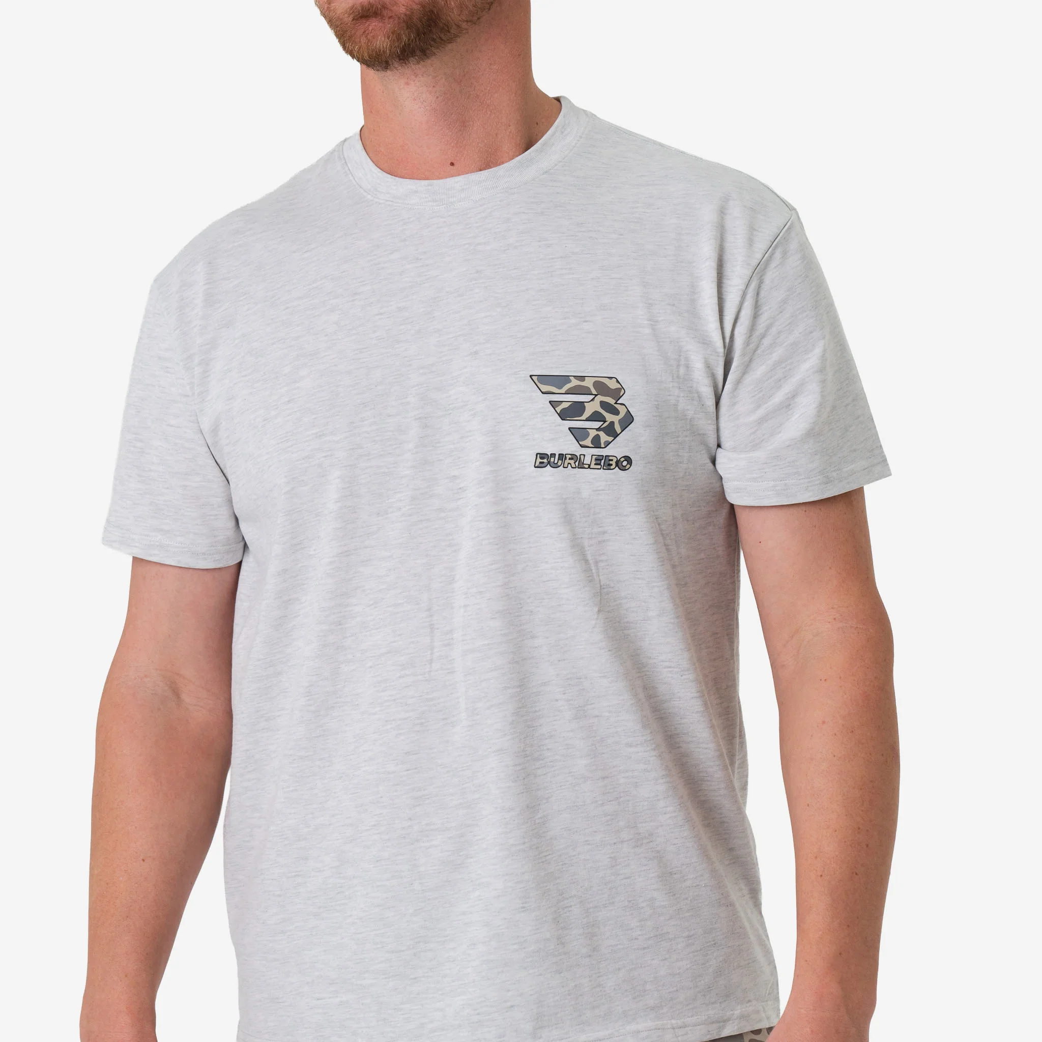 Short Sleeve Tee - Flying B Classic Deer Camo - Ash Grey