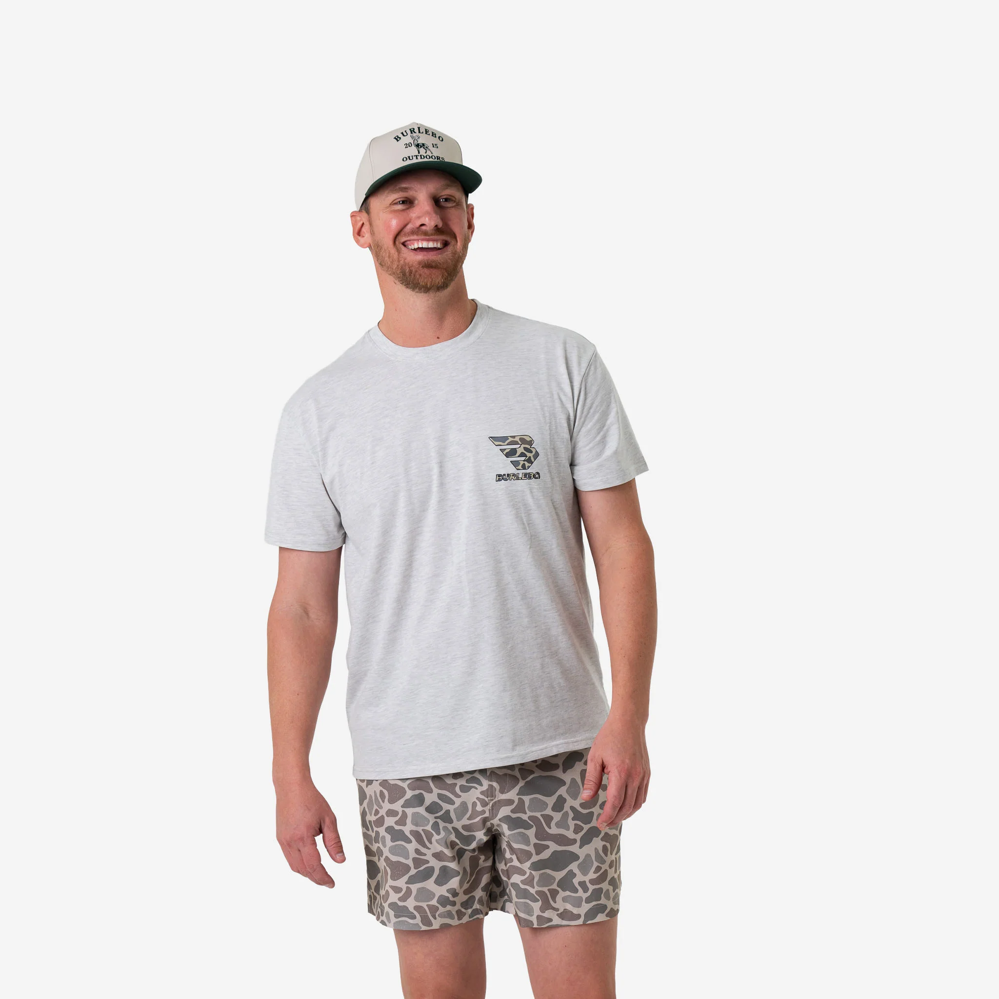 Short Sleeve Tee - Flying B Classic Deer Camo - Ash Grey