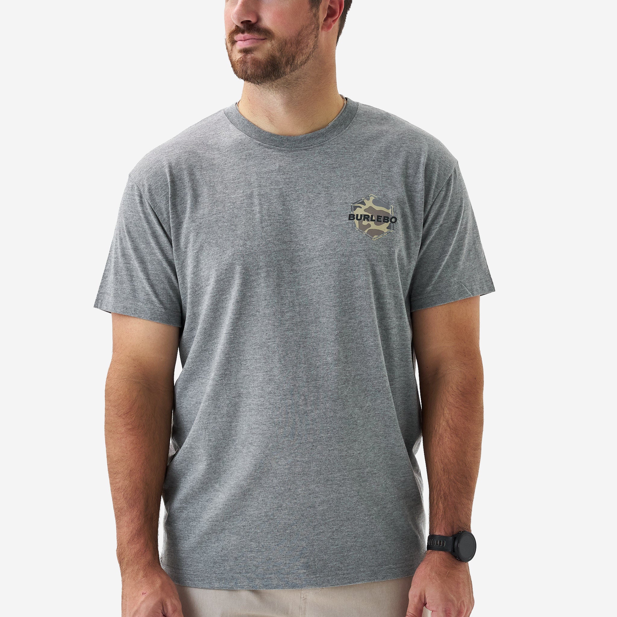 Short Sleeve Tee - Rad Dad Deer Camo - Dark Heather Grey