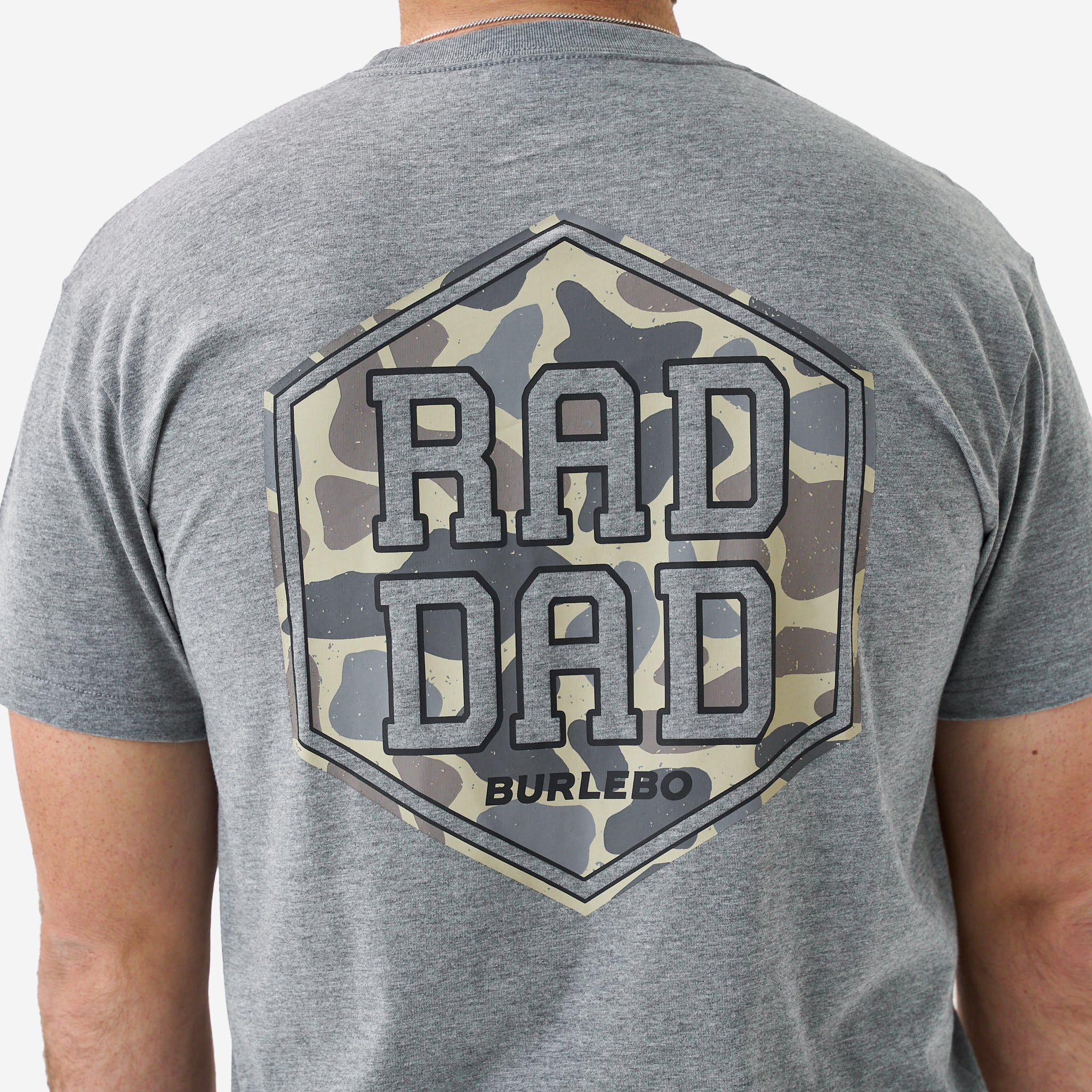 Short Sleeve Tee - Rad Dad Deer Camo - Dark Heather Grey