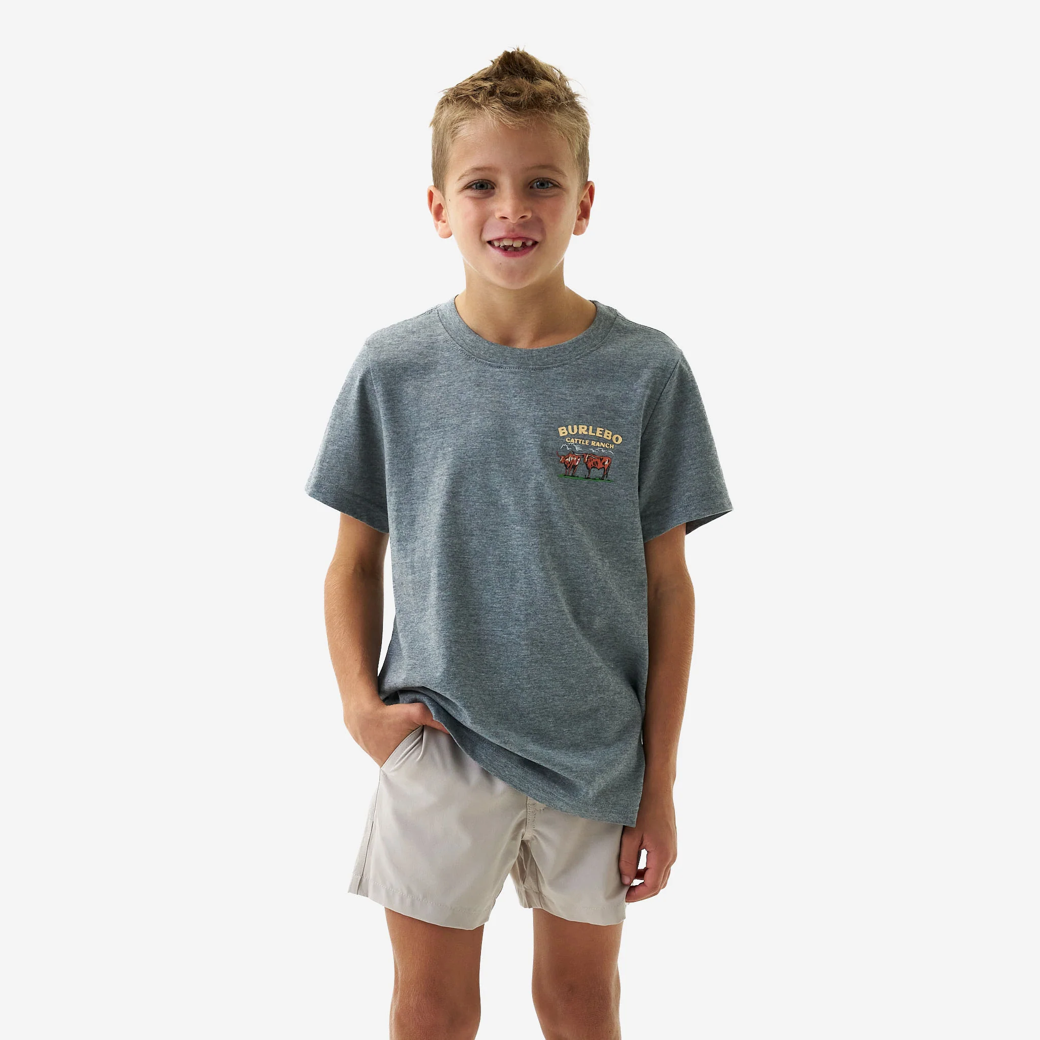 Youth Short Sleeve Tee - BURLEBO Cattle Ranch - Dark Heather Grey