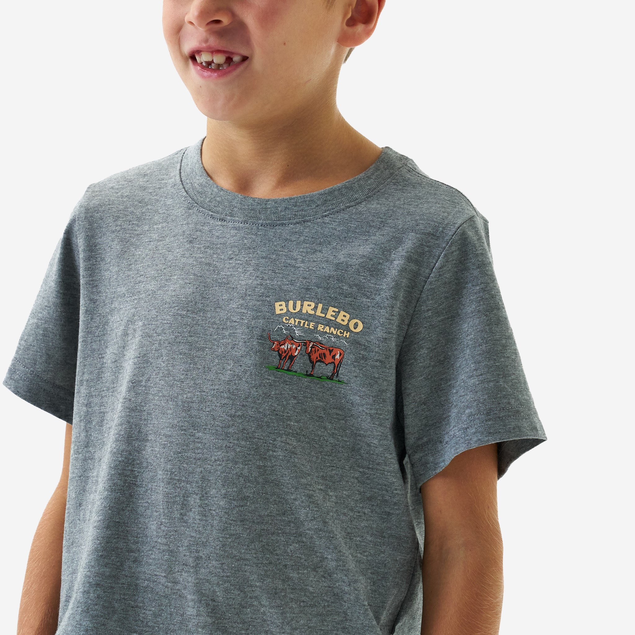 Youth Short Sleeve Tee - BURLEBO Cattle Ranch - Dark Heather Grey