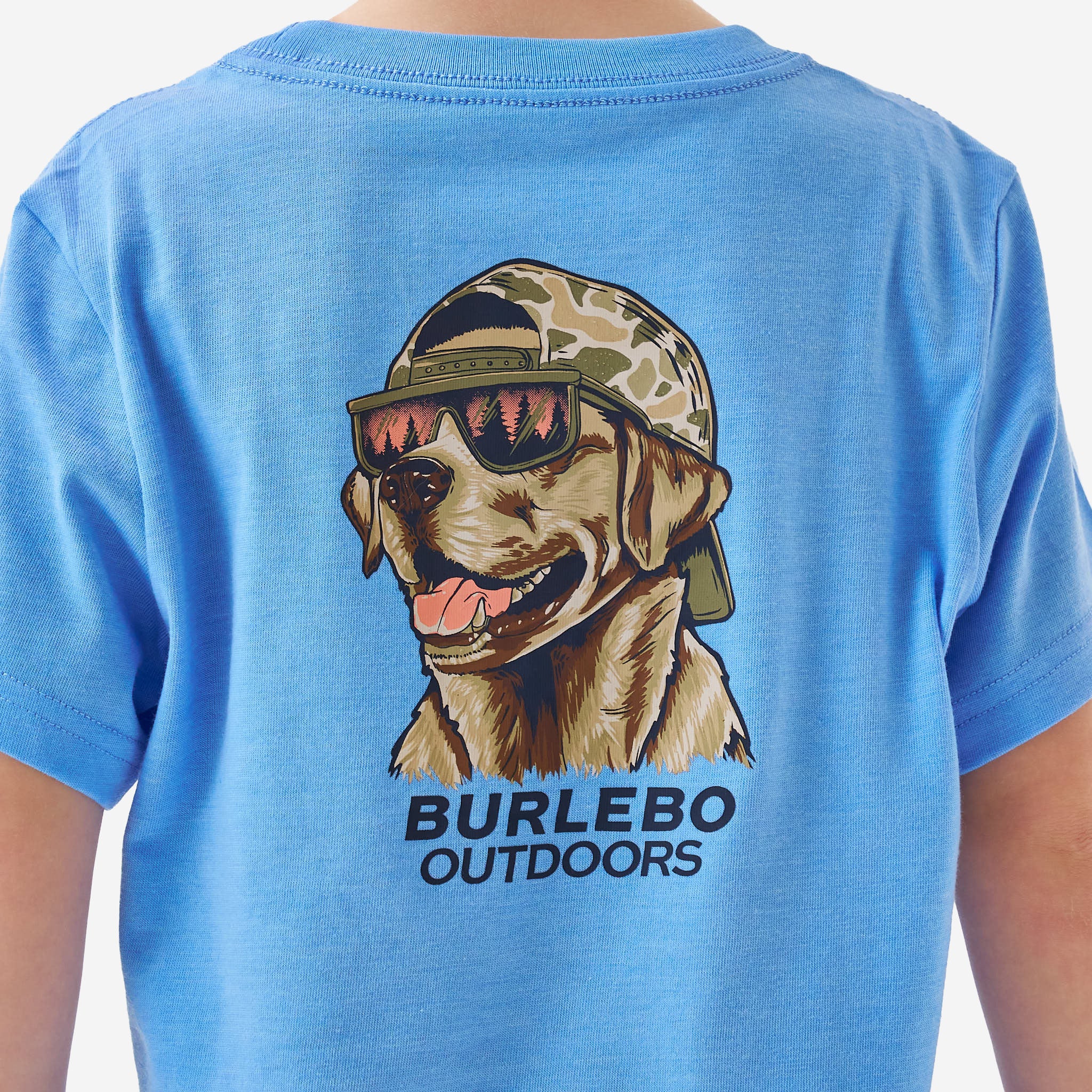 Youth Short Sleeve Tee - Mallard Camo Dog - Periwinkle Blue
