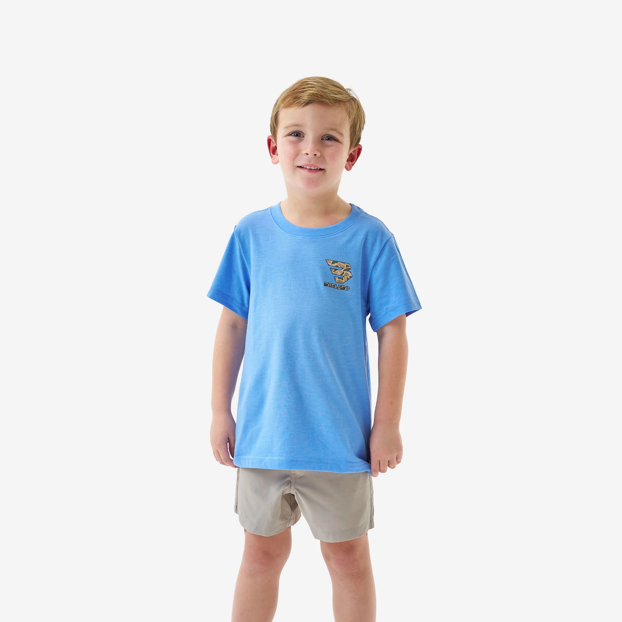Youth Short Sleeve Tee - Mallard Camo Dog - Periwinkle Blue