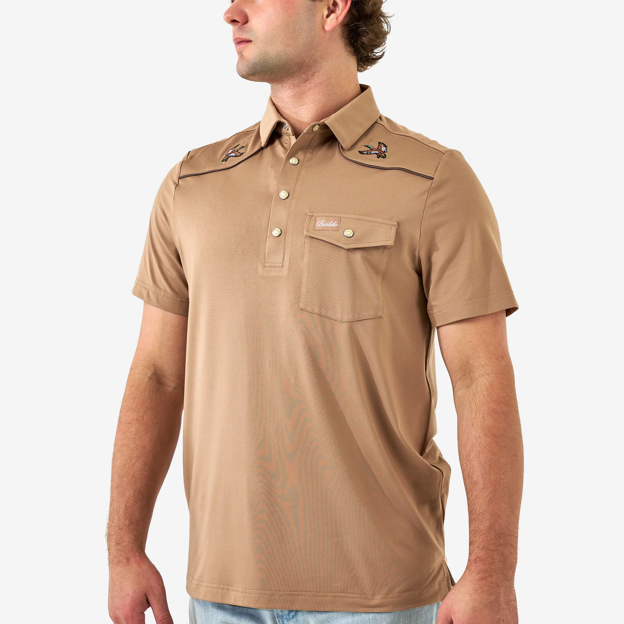 797-pearl-snap-performance-polo-mallards-khaki-1.webp Pearl Snap Performance Polo - Mallards - Khaki