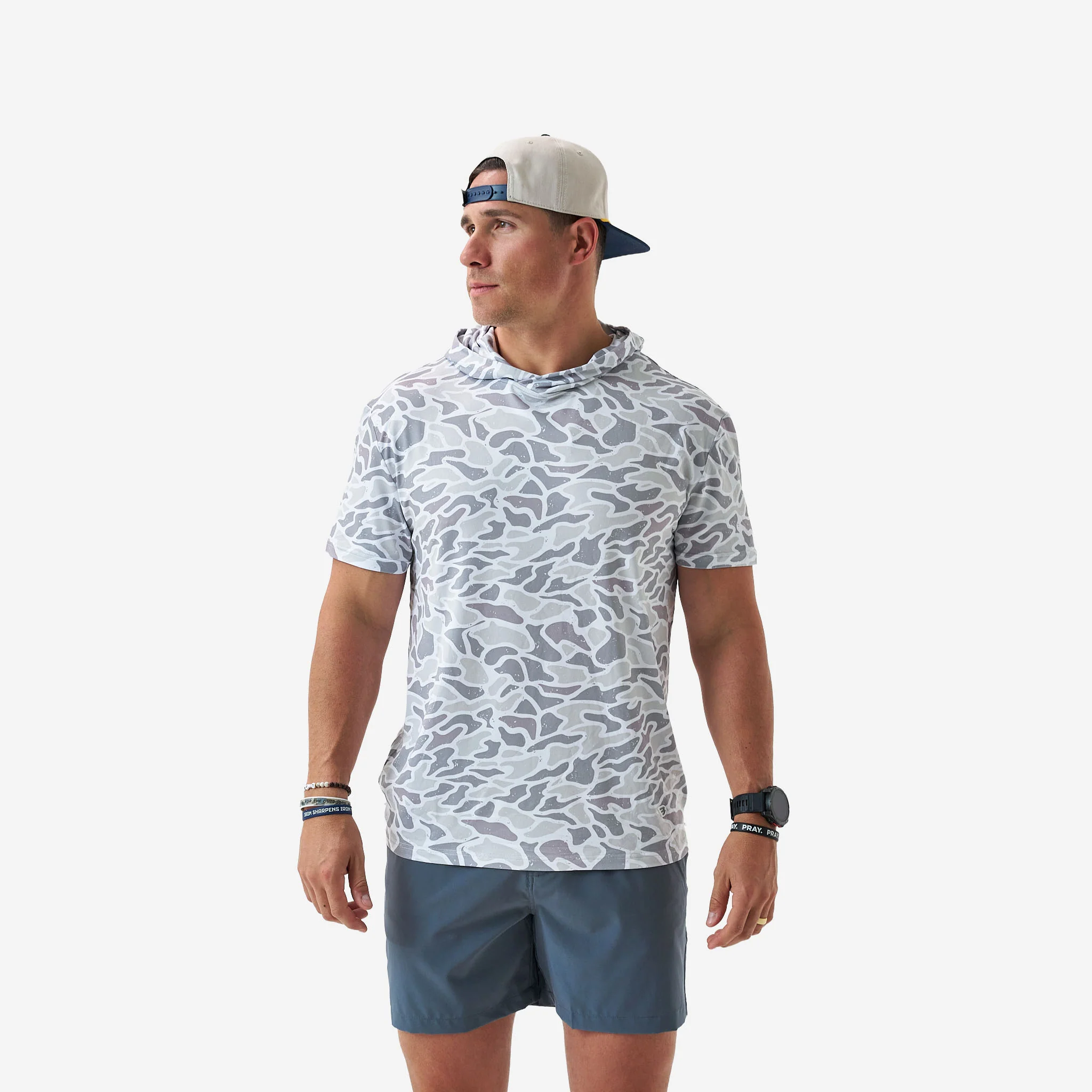 Short Sleeve Performance Hoodie - White Camo