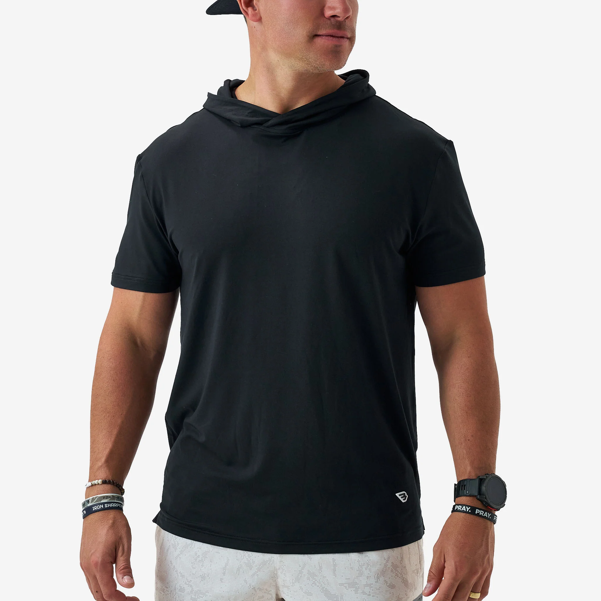 87-short-sleeve-performance-hoodie-black-1.webp Short Sleeve Performance Hoodie - Black