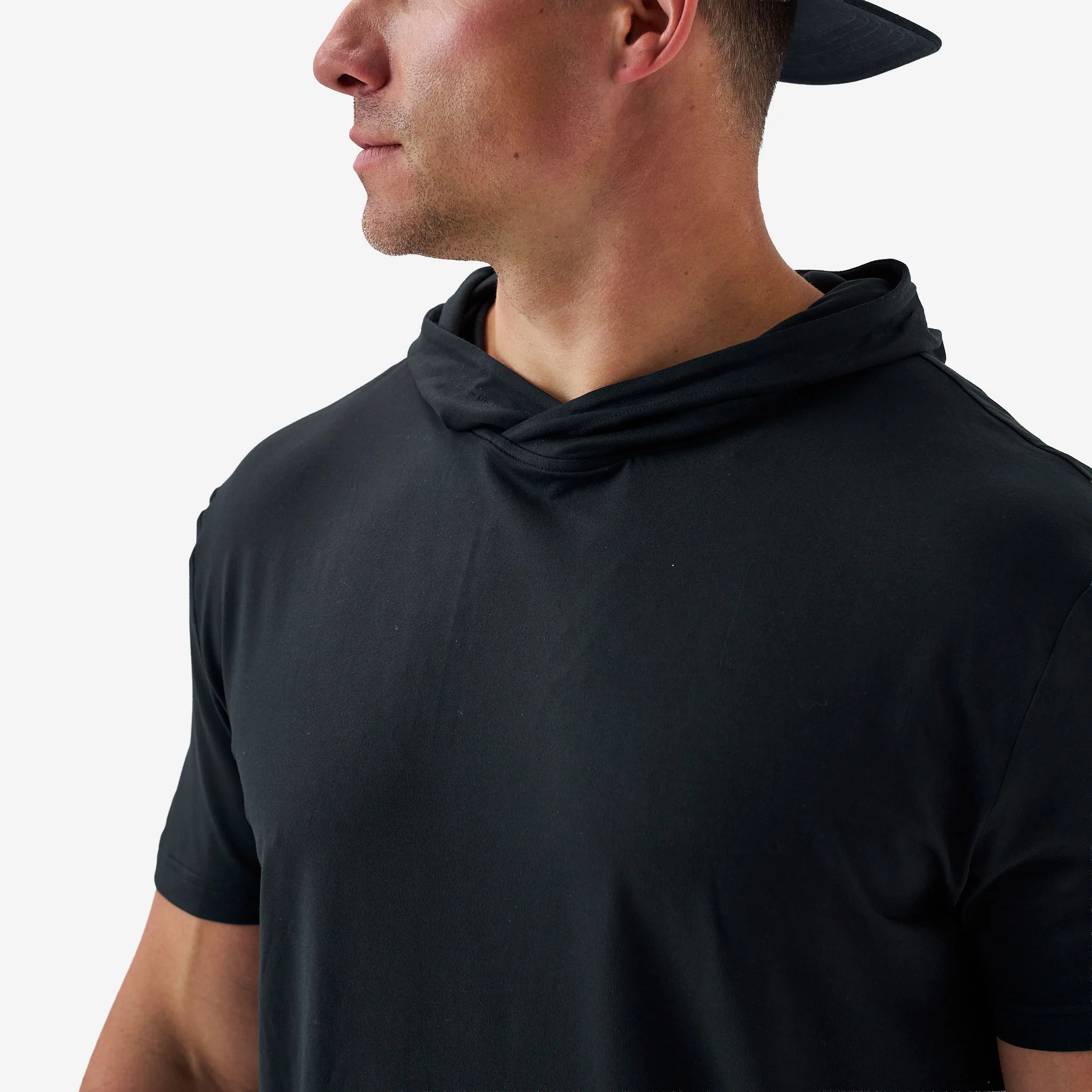 Short Sleeve Performance Hoodie - Black