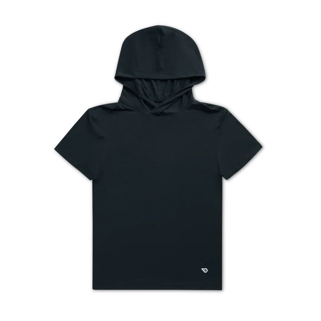 Short Sleeve Performance Hoodie - Black